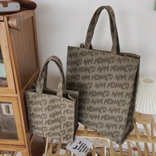 INS Chic Oversize Shopper Bags Totes Designer Brand Canvas Letter Printed Abrasion Resistant Shoulder Bag Shopping Handbag Women