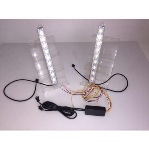 Eosuns Led Drl Daytime Running Light + Moving Yellow Turn Signal for Volkswagen Vw Eos, with 3m Tape and Screws