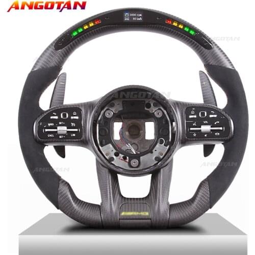 LED Carbon Fiber Italy Alcantara leather Steering Wheel Sport Car volante esportivo Fit For Benz AMG