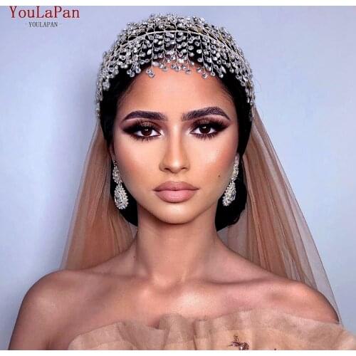 TOPQUEEN HP258 Luxury Silver Crystal Wedding Headband Bridal Hair Accessories Wedding Crowns Women Headbands Bridal Tiara