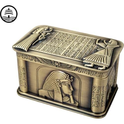 Bao Guang Ta Ancient Egyptian Pharaoh Jewel Case European Style Metal Rectangle Desktop Jewelry Storage Box Home Decor A2569