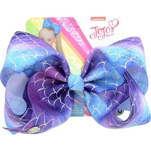 8" Rainbow JoJo siwa Bow Hair Clip For Kids Handmade Jumbo Hair Bow-knot Hairgrips Hair Accessories