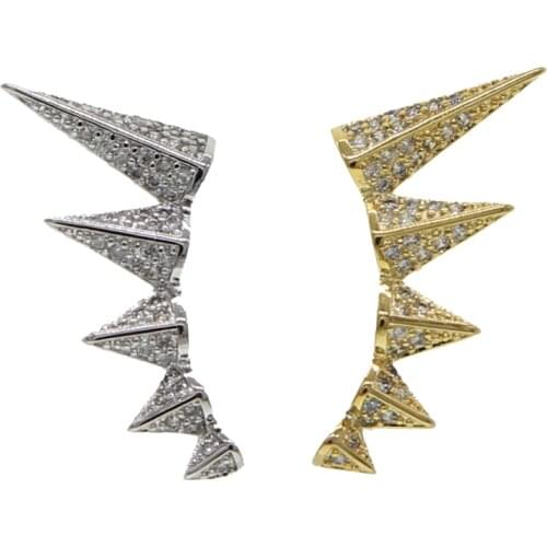 Micro pave cz spike Geometric Earrings for Women Punk Gold Silver color Bead Rivet fashion statement cz Earrings jewelry
