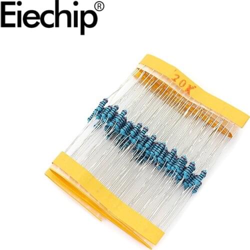 100pcs/lot 1/4W 1% Metal film resistor 0.25W resistance 20K ohm Throught Hole