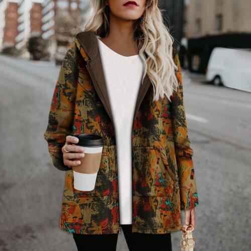 2021 Winter New Korean Version Of Loose Printed Long-sleeved Jacket Mid-length Hooded Padded Jacket Qn