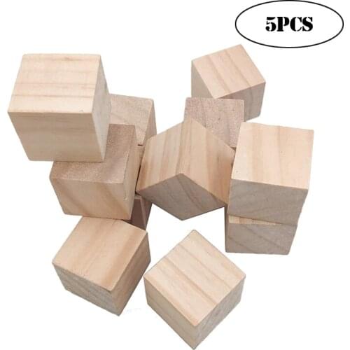5pcs 20mm 0.78inch Wooden Cubes Unfinished Wood Blocks for Wood Crafts Square Blocks, Puzzle Making, Crafts, and DIY Projects