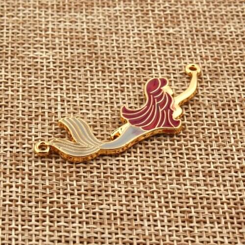 5pcs Beauty Mermaid Bracelet Connectors Enamel Charms Necklace Pendant Jewelry Findings Women Earrings Aretes Diy Accessories