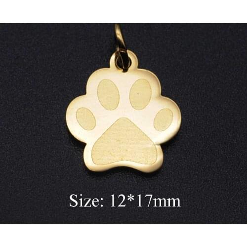 5pcs/lot Animal Pet Dog Cat Paw 316L Stainless Steel DIY Pendant Charms Wholesale For Jewelry Making Factory Price