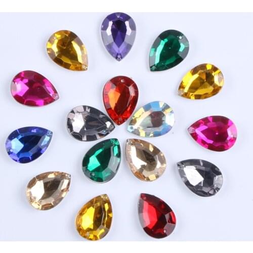 50pcs/lot Top Grade Shiny Drop 2 Hole Sew On Rhinestone Sewing Crystal Stone Women DIY Jewelry For Wedding Dress Clothes