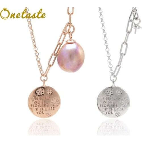 925 Silver Rose Gold Plated Purple Baroque Pearl Choker Necklace For Women Fashion Necklaces Blank Base Setting DIY Jewelry