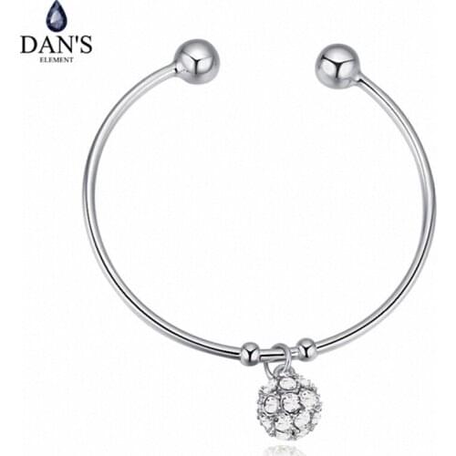 Dans Element Austrian Crystals jewelry White gold Color Fashion Bangle With Crystal Ball For Women new sale Vintage #123020