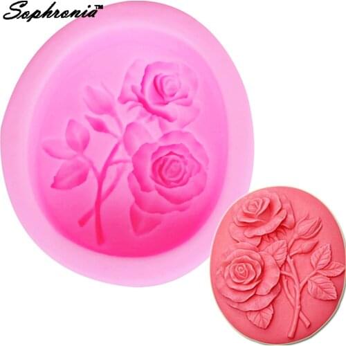Sophronia S030 Rose Leaves Silicone Soap Mold Fondant Chocolate Clay Candy Molds Baking Cake Decorating Tools