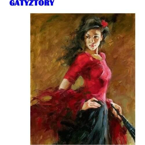 GATYZTORY Picture Frame DIY Painting By Numbers Women Acrylic Canvas Painting Handpainted Coloring By Numbers For Home Decor Art