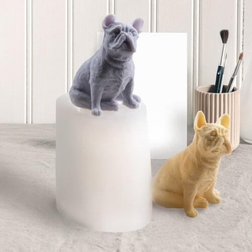 Geometric Dog Silicone Candle Mold Aromatherapy Resin Mold Car Home Decor Bulldog Diy Cake Decorating Tools Kitchen Accessories