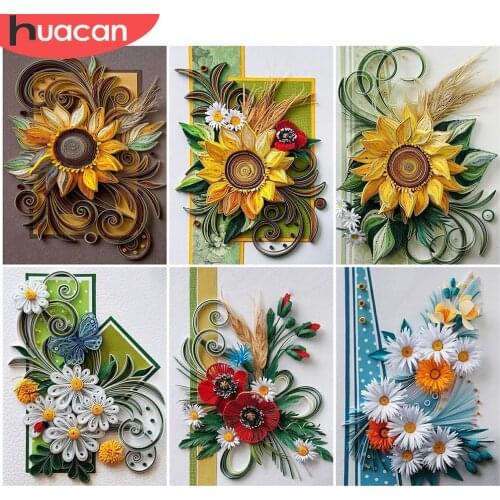 HUACAN 5D DIY Diamond Painting Flower Full Square Mosaic Rhinestone Cross Stitch Diamond Embroidery Sunflower Wall Art