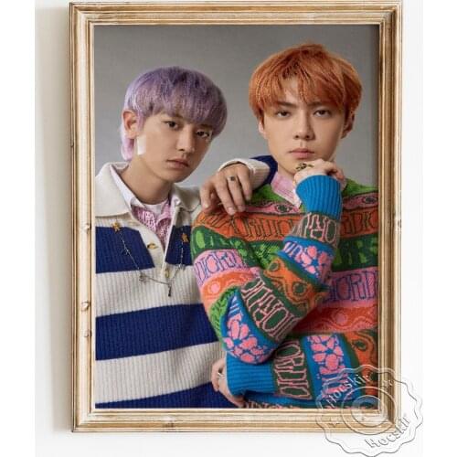 K-pop Music Male Group EXO Member Sehun Baekhyun Poster, Vintage Style Fashion Magazine Art Prints, Star Portrait Home Decor