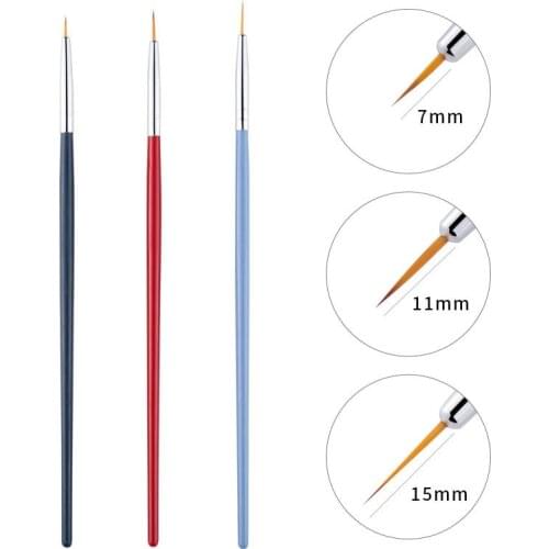 3PCS Nail Brush Art Line Painting Pen 3D Tips DIY Acrylic UV Gel Brushes Drawing Design Girl Manicure Painting Tool