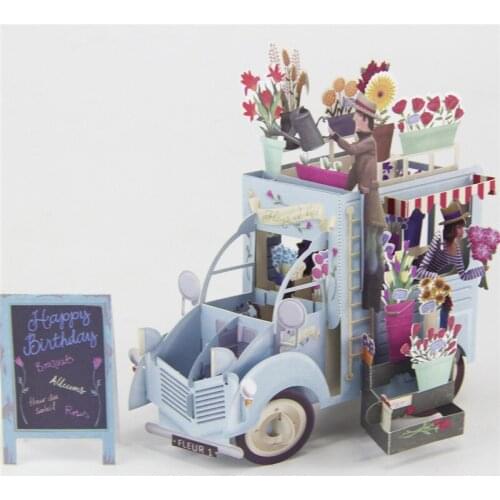 Creative Kraft Paper 3D Laser Pop Up Greeting Gift Cards Handmade Birthday Cards Postcards Wishes Flower Couple Etiquette