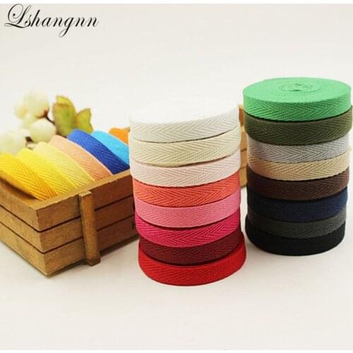 Lshangnn 20MM Width 100% Cotton Belt Strong Herringbone Tape Package Cotton Ribbon 50 yards Handmade Diy Cloth Accessories