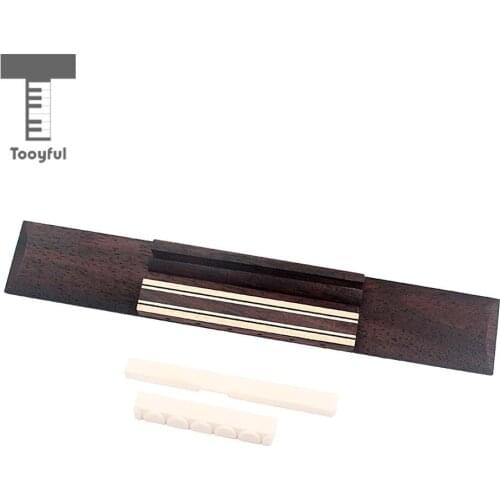1 Set Rosewood Guitar Bridge&Bone Saddle Nut Slotted for Classical Guitar Replacement Parts