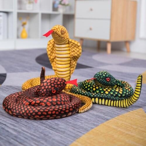 New Large Cobra Plush Toy Doll Pillow Horror Props Stuffed Toy Animals Big Size Boa Snake Simulation Cobra Plush