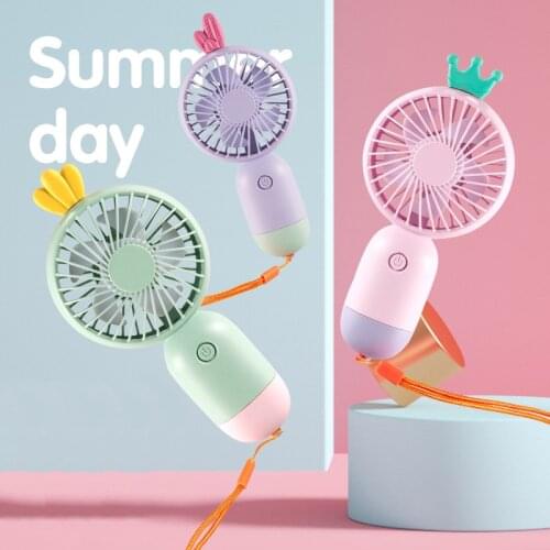 2021 new mini portable rechargeable handheld fan desktop usb luminous hand holding small electric fan two gears adjustable