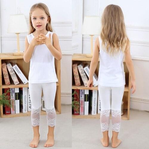 2019 New Summer Girls Legggings Cotton Lace Calf-length Children Pants 2-7 Year Girls Pants