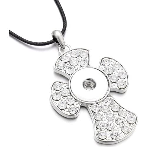 Wholesale Snap Jewelry Snap Button Necklace Cross Pendant Necklace fit 18mm 20mm Snaps Button