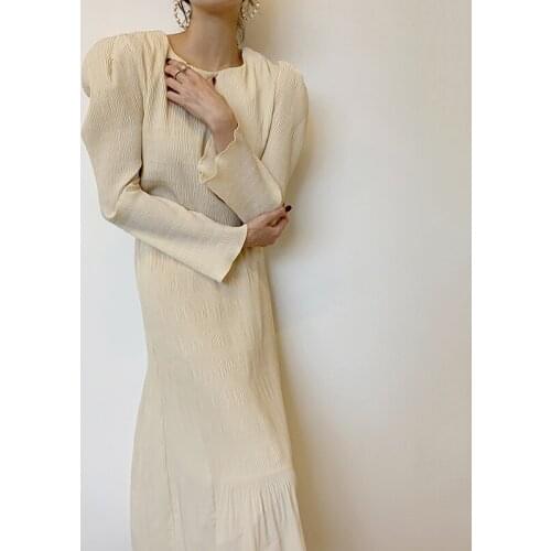 Autumn Winter Minimalist Two Piece Set Women Outfits Full Sleeve Blouses and High Waist Long Skirt Ladies Ruched 2 Piece Set