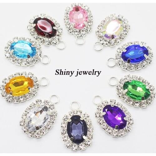 Oval Rhinestone Buttons 10Pcs / Lot Acrylic Decorative Buttons Embellished With DIY Clothing Sewing Needlework