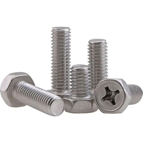 Phillips External Hex Head Screw A2 Stainless Steel Cross Groove Recess Outside Hexagon Head Bolts M3 M4 M5 M6 M8