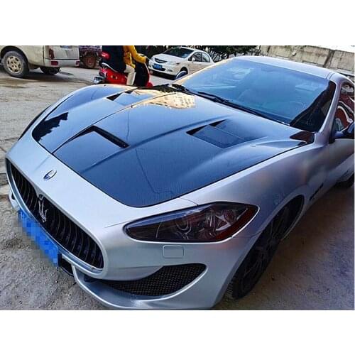 Transparent Glass Carbon Fiber Front Bumper Engine Hood Bonnet Vent Cover For Maserati Gran Turismo GT GTS 2007-2013