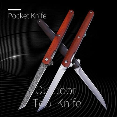 Folding Magic Pen Knife Blade M39 Steel Blade Ebony Handle Outdoor Travel Carrying Mini Leather Case Tactical Knife