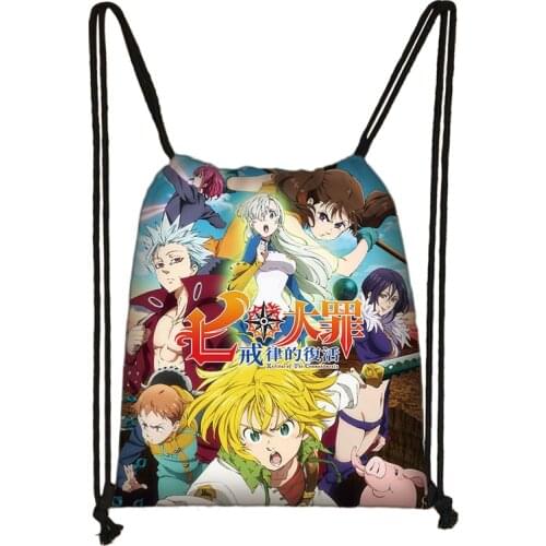 Anime The Seven Deadly Sins Drawstring Bag Kids Storage Bags Nanatsu No Taizai Meliodas Boys Girls Bookbag Beach Bags Gift