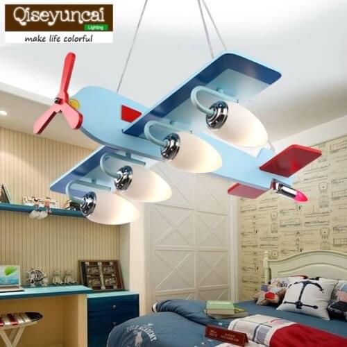 Qiseyuncai Aircraft Light Childrens Room Chandelier Creative Cartoon Cute LED Bedroom Lighting Boy Room Lighting