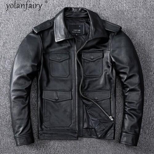 High Quality Mens Leather Jacket Motorcycle Real Cowhide Mens Leather Jackets and Coats Plus Size 5xl 2021 Veste Homme Pph4900