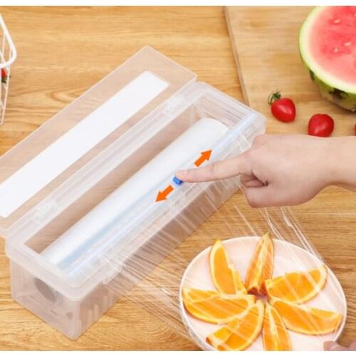 Wonderlife 2020 New Plastic Kitchen Foil And Cling Film Wrap Dispenser Cutter Storage Film Roll Case With Cutting Blade Sale