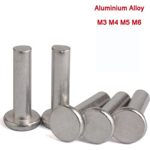 30/50/100Pcs Aluminium Alloy Tap Solid Aluminum Rivets Flat Head/Countersunk Head Rivet Flat Aluminum Rivet M3 M4 M5 M6