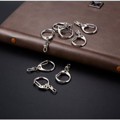 20pcs Silver Color D Rgger Clasp Swivel Clip Keychain For Keys Car Key Ring Souvenir Couple Handbag Chain Gift DIY Accessories