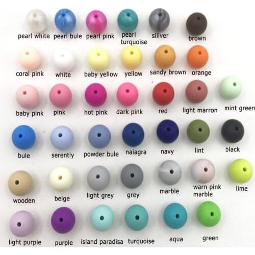 Baby Teething Silicone Round Beads 15mm Teething Oral care For Necklaces 100PC Round Silicone Beads BPA Free Set bracelet beads