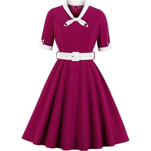 2021 Gothic Women Summer Dress Bow Neck Half Sleeve Swing Vintage Sundress for Women Ladies Elegant Tunic vestidos Green Dress