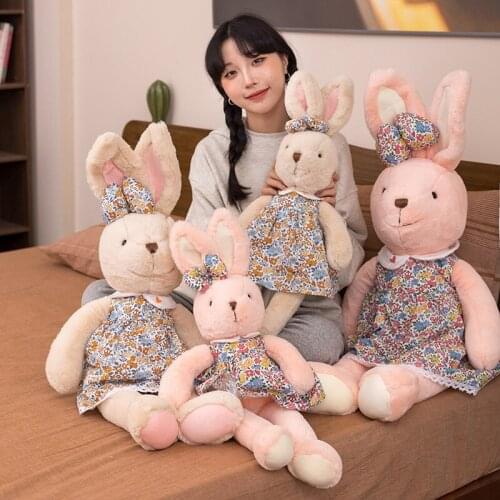 1pc 60/80/100cm Kawaii Flower Skirt Rabbit Plush Toys Dolls Stuffed Soft Animal Rabbit Pillow Birthday Appease Gift for Girls