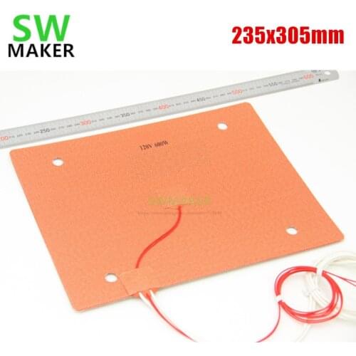 SWMAKER 235x305mm Silicone Heater 120V/220V with NTC 100K & 3M in back for Creality CR10 MINI 3D Printer HeatedBed