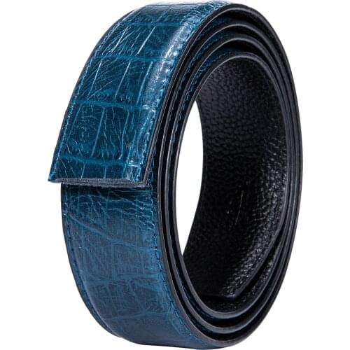 3.5cm wide Luxury Cowskin Genuine Leather Belts for Men Automatic Buckle Blue Crocodile Mens Belt without Buckle 130CM