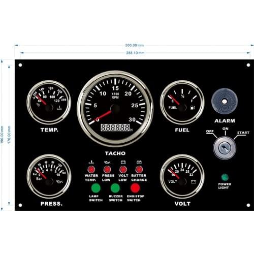 300*190 mm ECP Waterproof Marine Instrument Panel Boat Instrument Panel Boat Dashboards