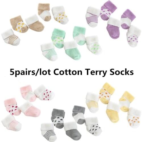 5Pairs New born Baby Cotton Terry Socks High Quality Thicken Cartoon Comfort Cotton Newborn Socks Infant toddler Boy Girls Cute