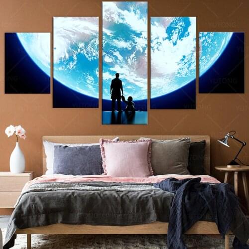 5 Piece Super Moon Pictures Overwatch Video Game Poster and print Wall art canvas Painting for Living Room Decor framed