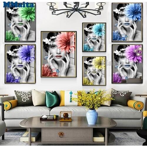 5D DIY Diamond Painting Character Girl Kit Cross Stitch Full Diamond Embroidery Flower Girl Beauty Home Decor HolidayGift GG5574