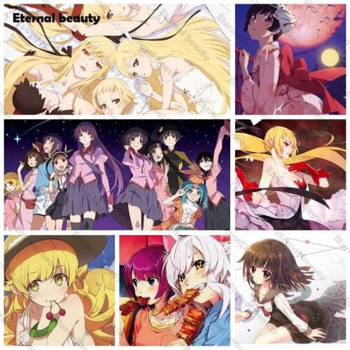 Anime Glass Painting Cross Stitch Wall Art Home Decoration Wall Pictures Anime Role Embroidery Wall Stickers Full Round Drill