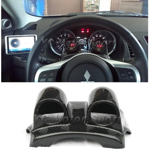 Car Accessories Carbon Fiber 52mm/60mm Steering Whell Twin Gauge Pod Fit For 2008-2012 Evolution X EVO 10 Double Gauge Pod